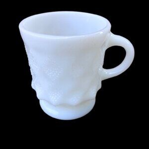 Anchor Hocking Fire King Kimberly Diamond Mug Cup White 8 oz Vintage Made in USA